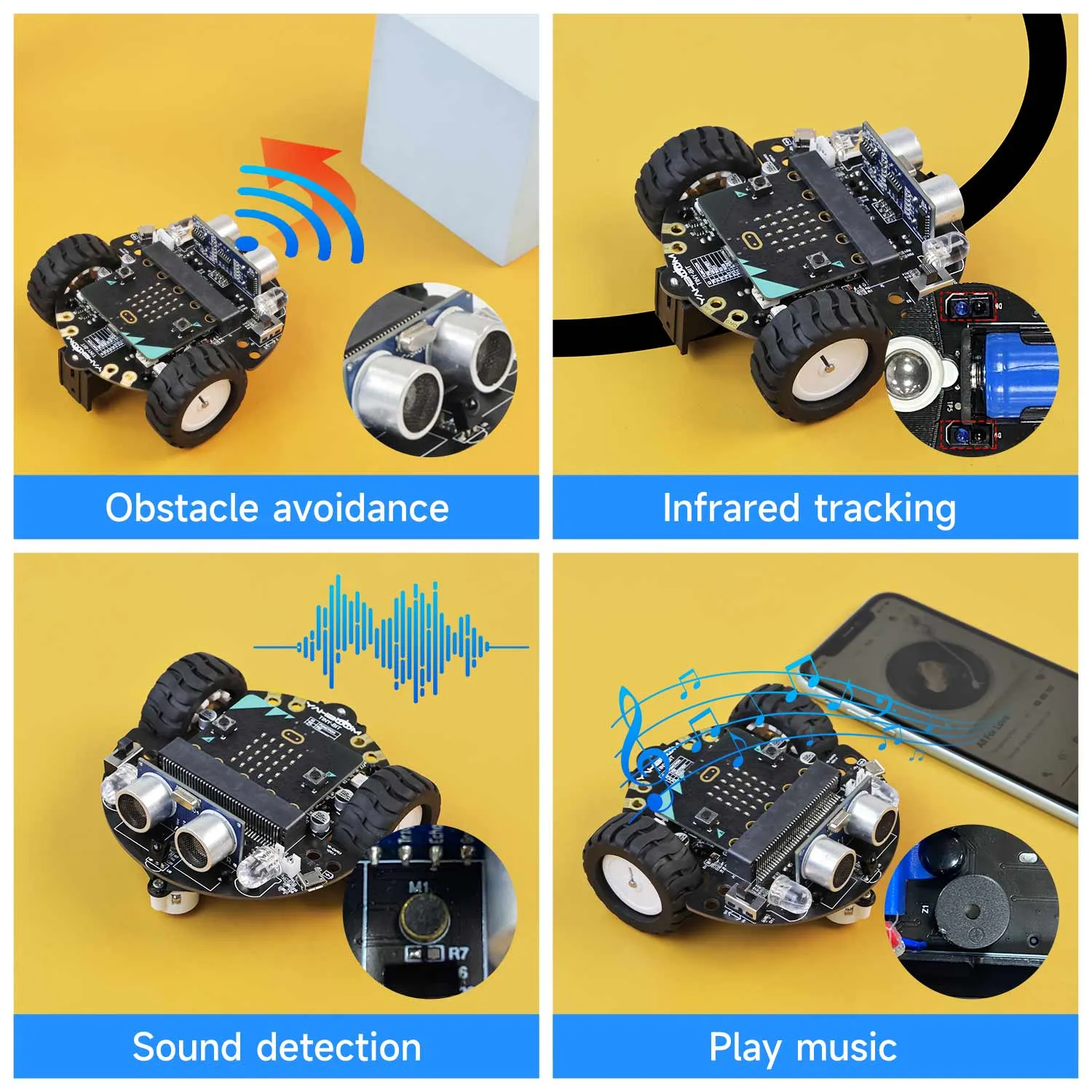 Yahboom Tiny:bit/Tiny:bit Plus smart car compatible with Micro:bit V2/1.5