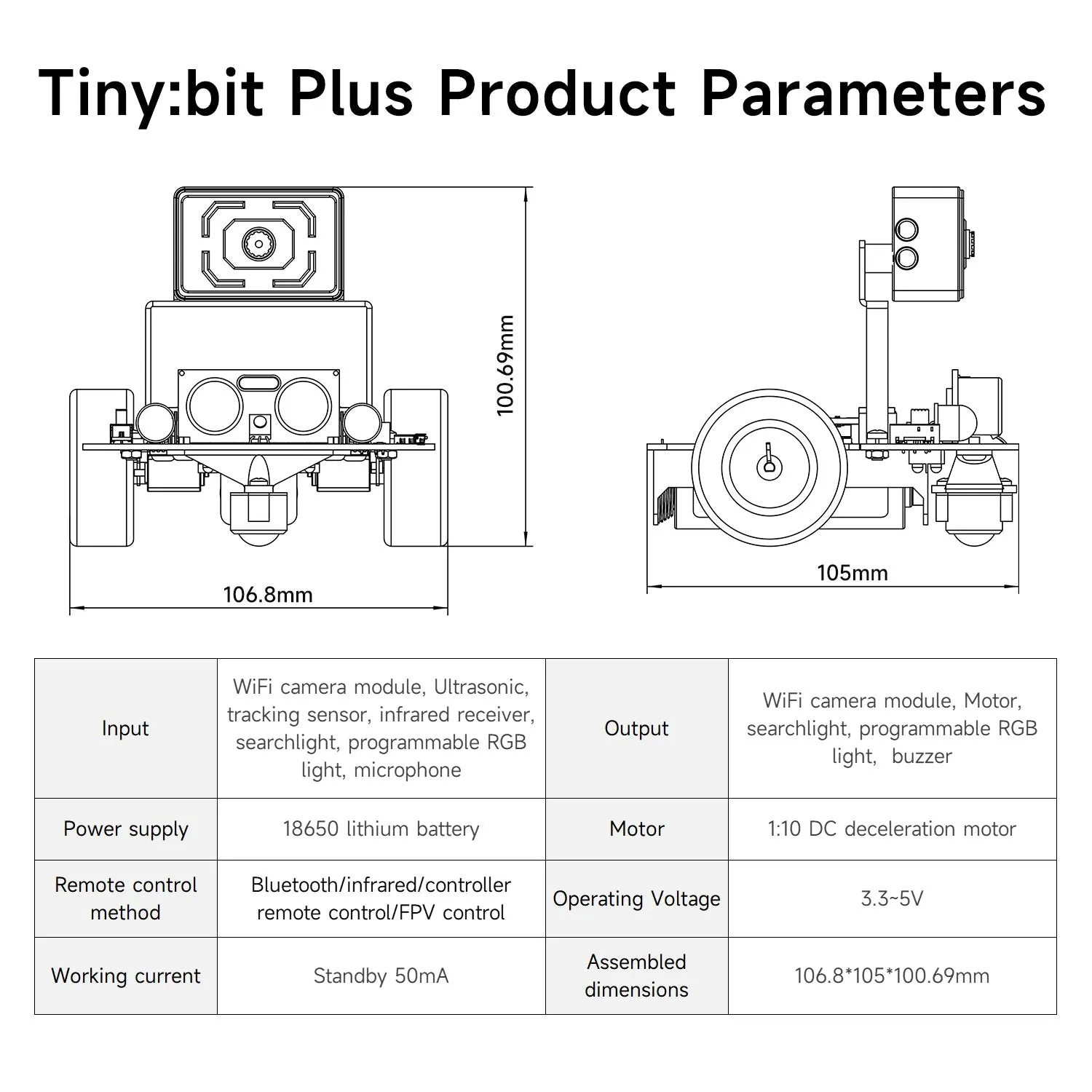 Yahboom Tiny:bit/Tiny:bit Plus smart car compatible with Micro:bit V2/1.5