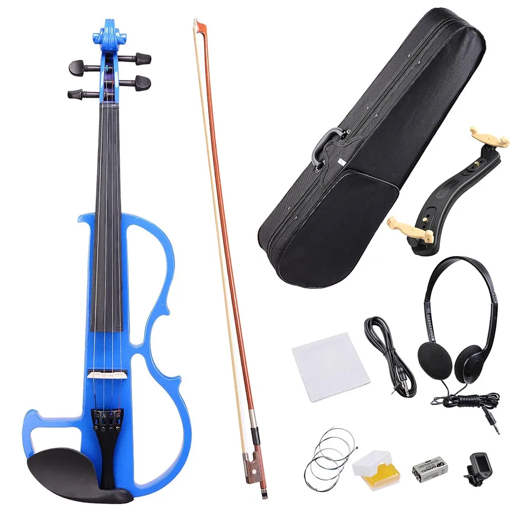 Yescom 4/4 Full Size Electric Violin Bow Case Headphone Set