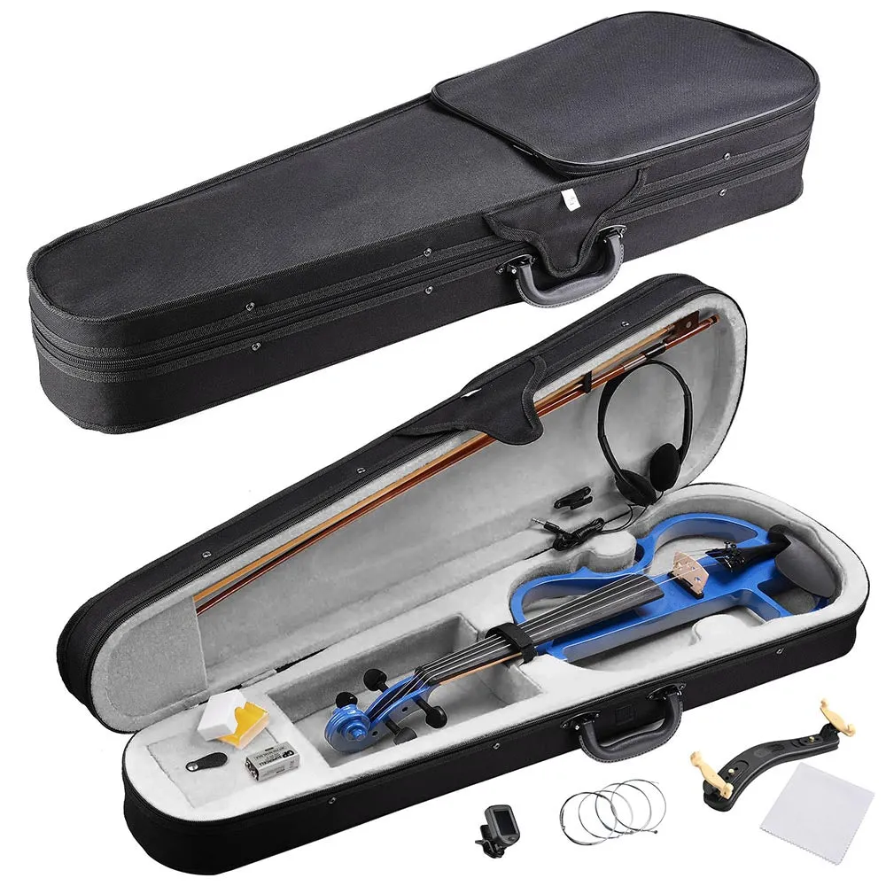 Yescom 4/4 Full Size Electric Violin Bow Case Headphone Set