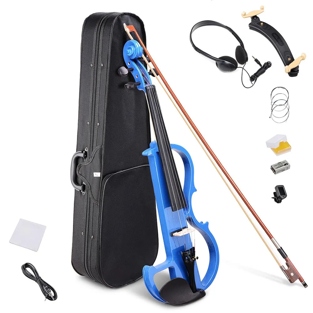 Yescom 4/4 Full Size Electric Violin Bow Case Headphone Set