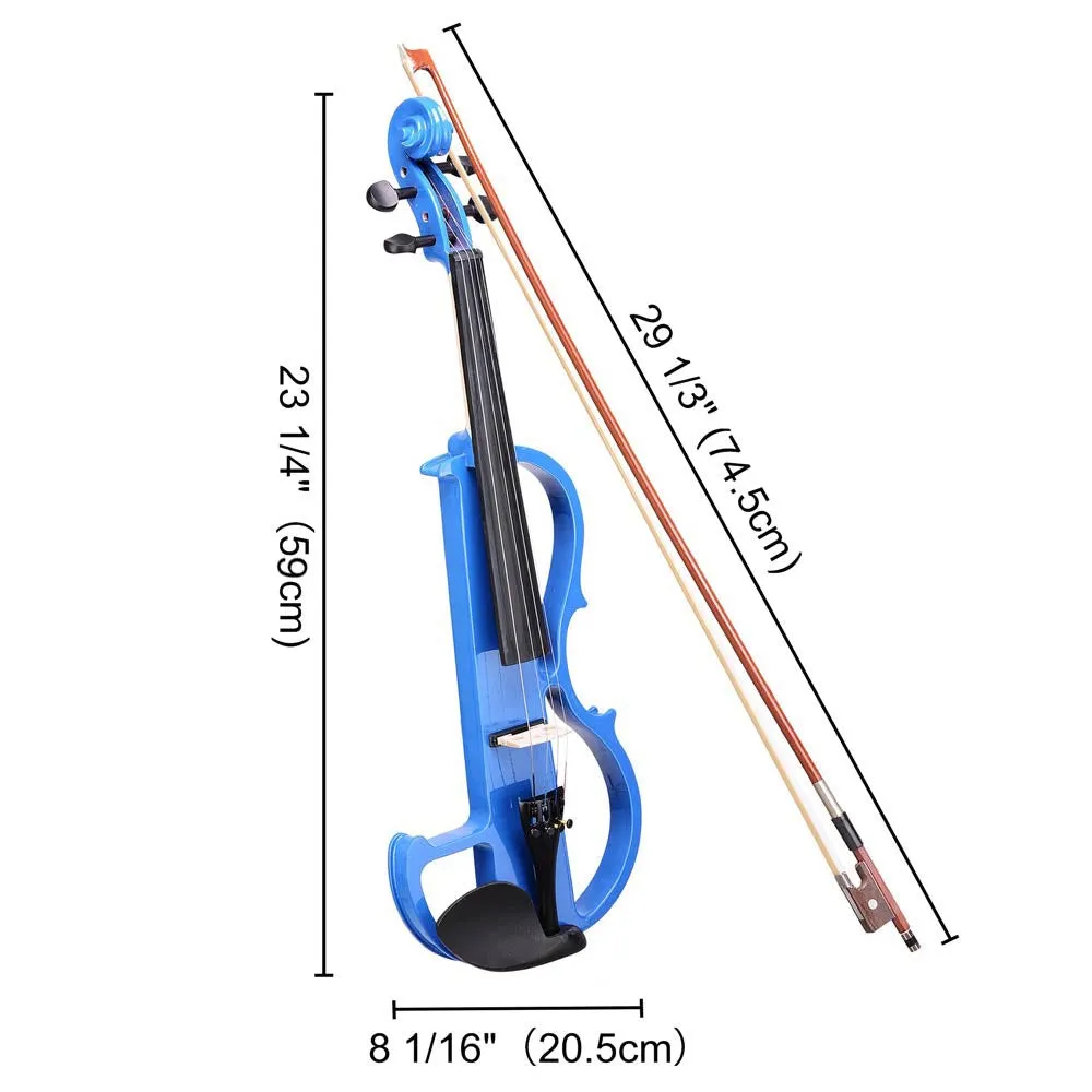 Yescom 4/4 Full Size Electric Violin Bow Case Headphone Set